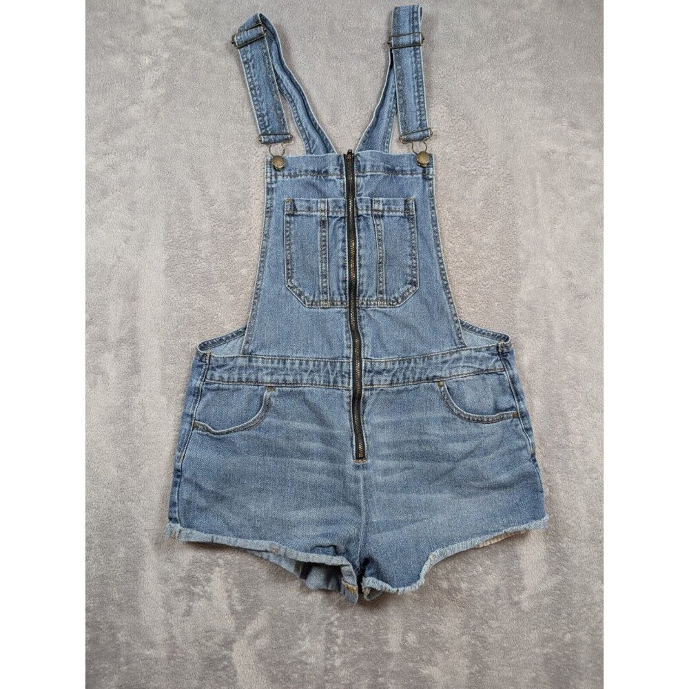 Bullhead Denim Co Overalls Shorts Womens Size Medium Light Wash Cheeky Hipster